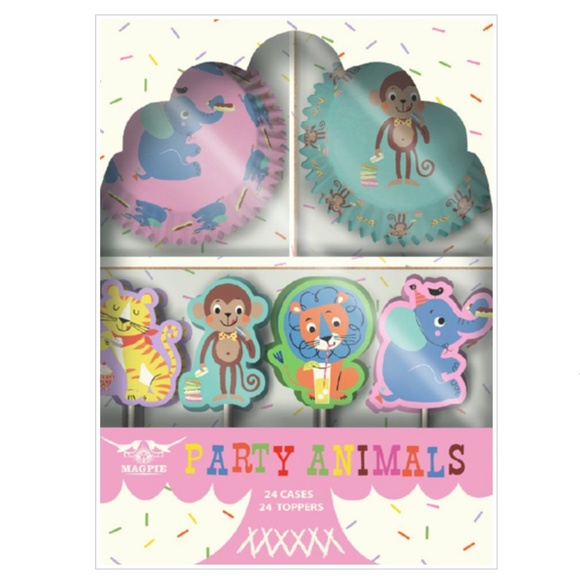 NIB! Magpie Party Animals 24 Cupcake Cases and 24 Cupcake Toppers - Picture 1 of 2